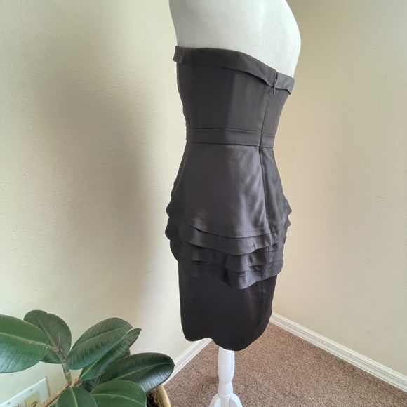 BCBGMaxAzria Aurelia Black Satin Mini Dress 4 - Picture 4 of 14